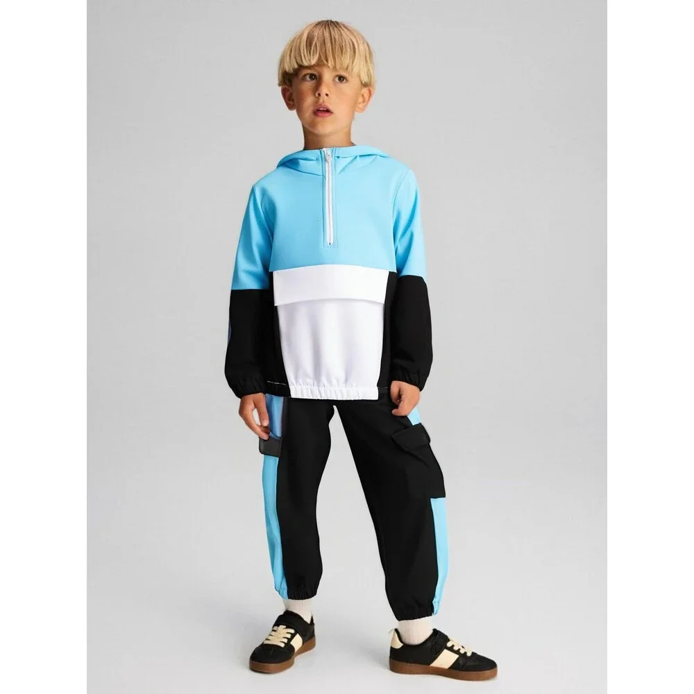 Azmxynol Boys' Clothes Boy Color Block Hoodie Sweatshirt Pants Little 2pcs 6-7T